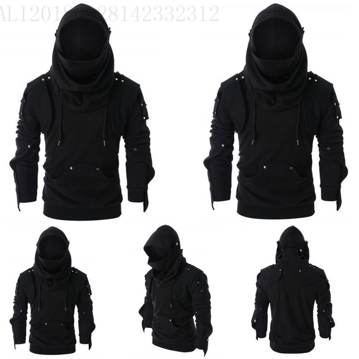 Herren stylischer Hoodie mit innovativem Kragen und praktischen Taschen Drune