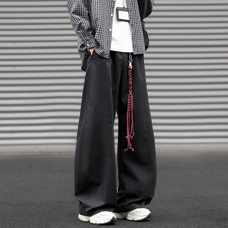 Herren Weit geschnittene Bundfaltenhose im Streetwear-Look mit extra weitem Bein Drune