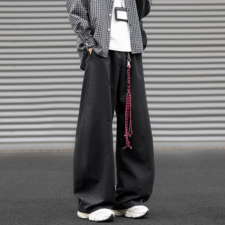 Herren Weit geschnittene Bundfaltenhose im Streetwear-Look mit extra weitem Bein Drune