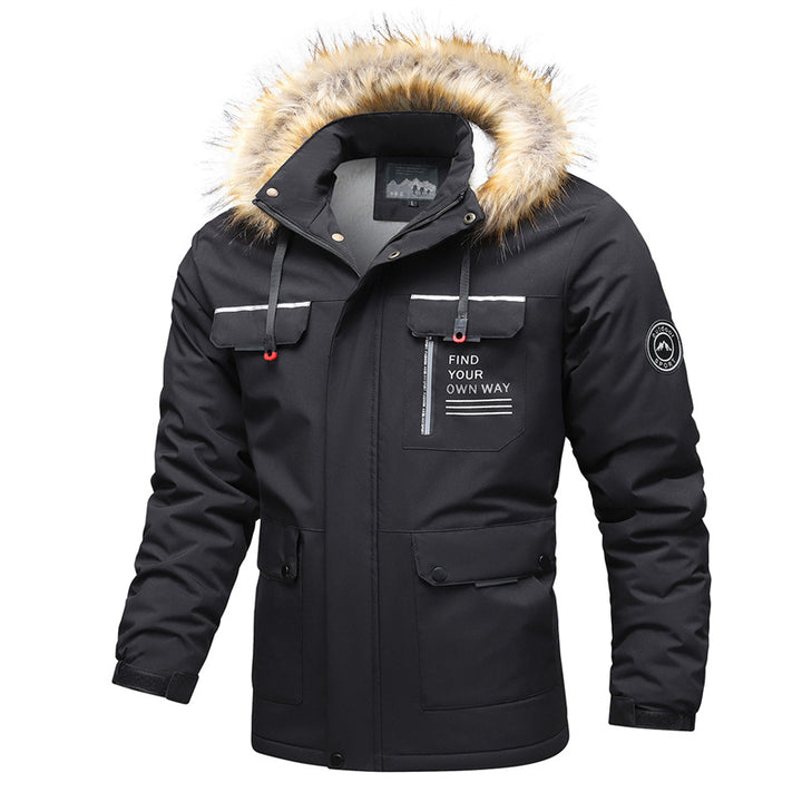 Herren Multifunktionale Winterjacke mit Fellkragen Drune