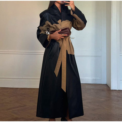 Damen Modischer Windbreaker-Mantel mit Gürtel und Taschen Drune