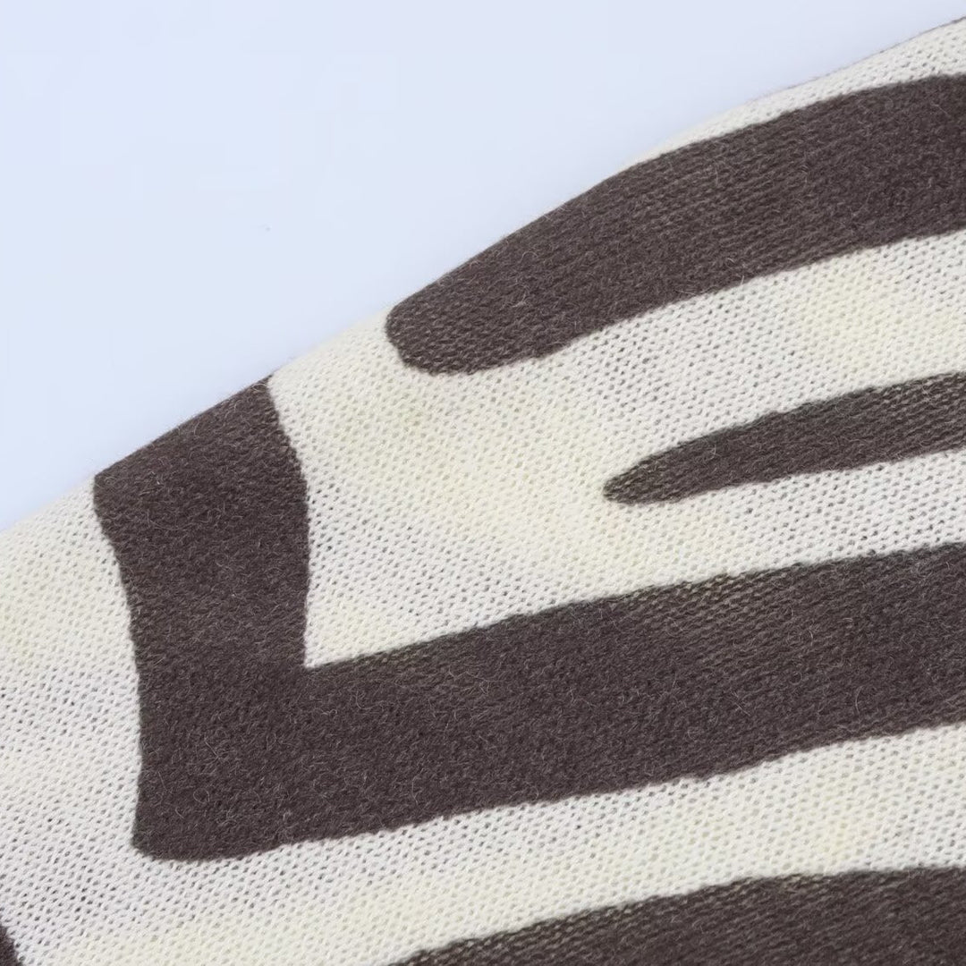 Damen trendiger Pullover mit Zebramuster Drune