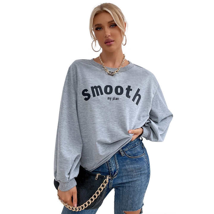 Damen lässiges Sweatshirt mit raffinierten Puffärmeln und kreativem Schriftzug Drune