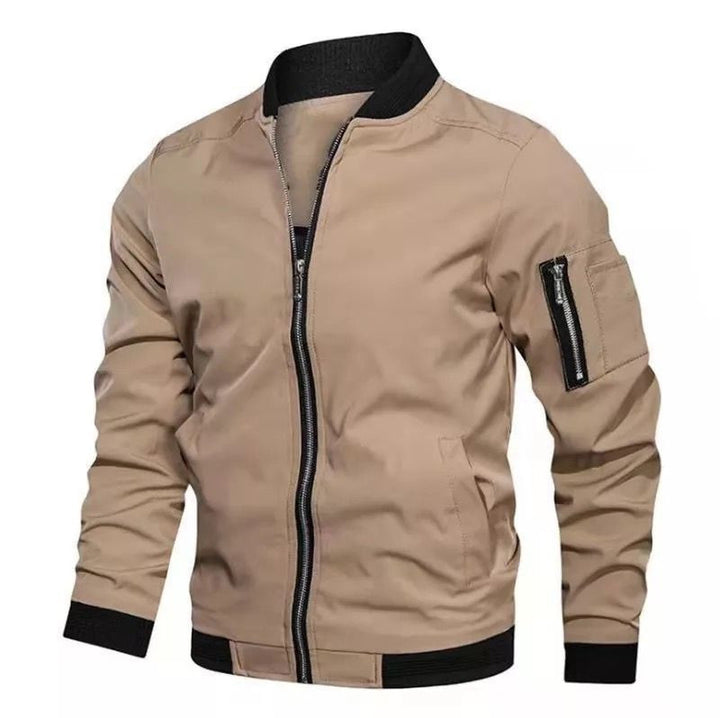Herren Urbaner Flieger-Bomber mit Ärmeltasche, Stehkragen und Metallreißverschluss Drune