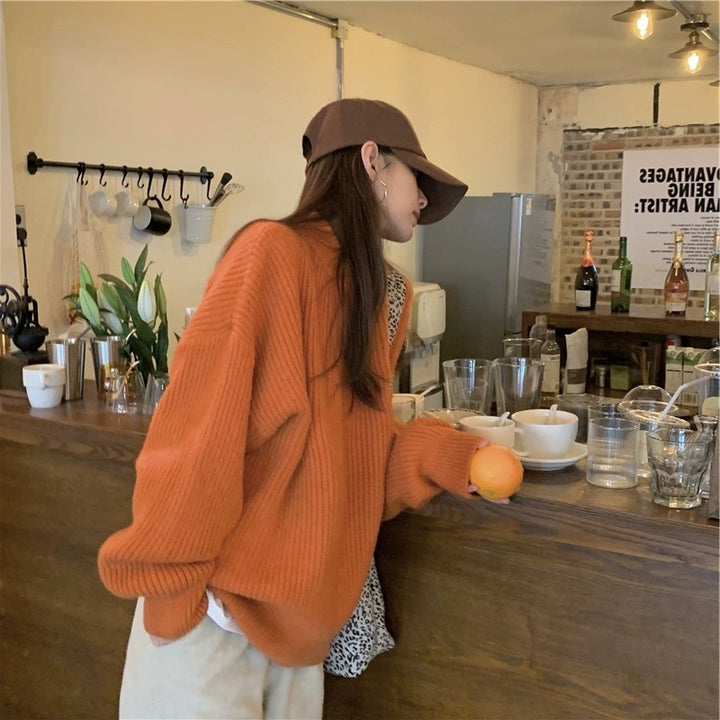 Damen lässiger Strickpullover mit feiner Rippenstruktur und bequemen langen Ärmeln Drune