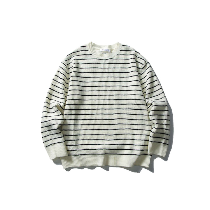 Unisex Gestreifter Strickpullover im Breton‑Look mit grober Rippstruktur und Rundhalsausschnitt Drune