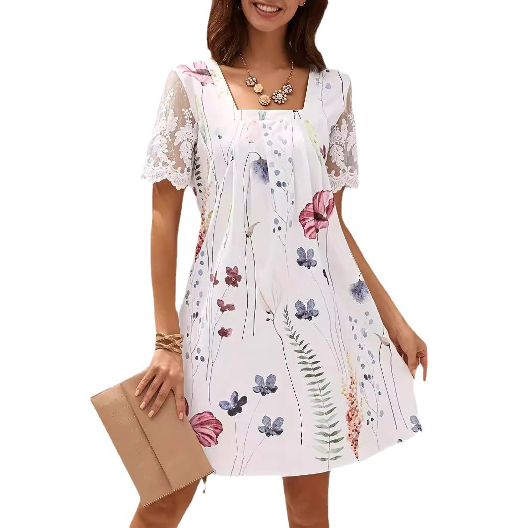 Damen Blumenmuster Shift Kleid Drune