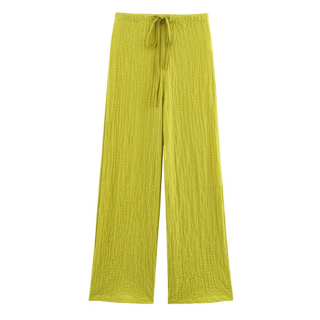 Damen nan leichte Crinkle-Loungebuxe mit weitem Bein und Tunnelzug Drune