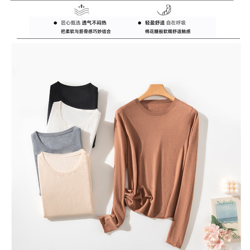 Damen Leichtes Feinstrick-Basicshirt mit extraweichem Fall und feinem Rippkragen Drune