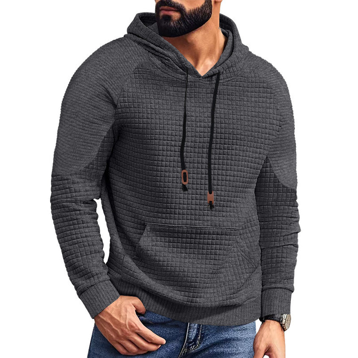 Herren nan gequilteter Kapuzenpullover mit quadratischer Struktur und Kängurutasche Drune
