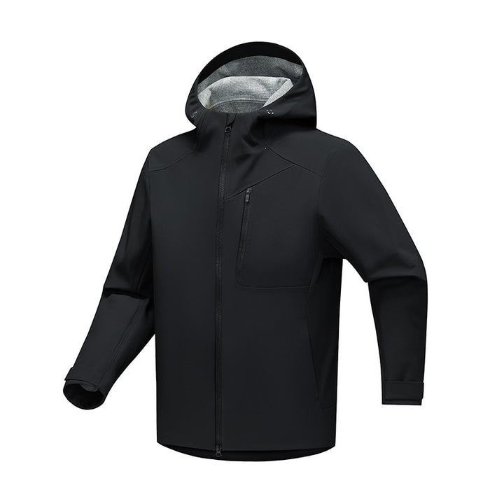 Herren Technische Softshell‑Regenjacke mit wasserdichter Membran, verschweißten Nähten & Kapuze Drune