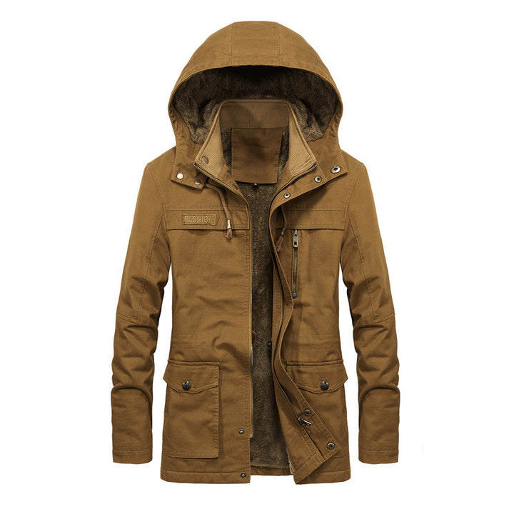 Herren Utility-Parka mit Teddyfleece-Innenfutter, versteckter Frontleiste und multifunktionalen Taschen Drune