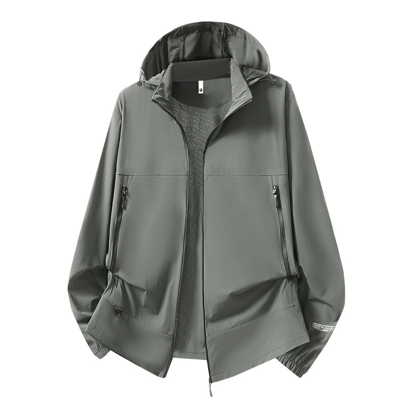 Herren Leichte Softshell-Übergangsjacke mit Kapuze, wind- und wasserabweisender Hülle & verstellbarem Kordelsaum Drune