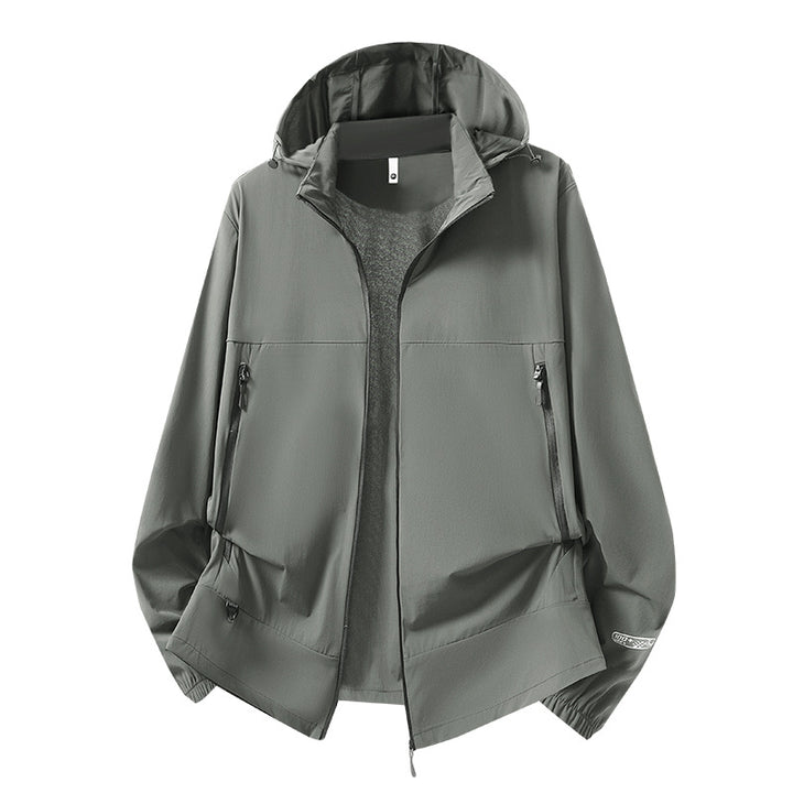 Herren Leichte Softshell-Übergangsjacke mit Kapuze, wind- und wasserabweisender Hülle & verstellbarem Kordelsaum Drune