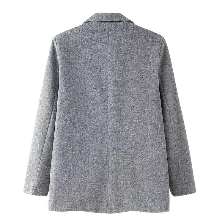 Damen Taillierte Blazerjacke mit asymmetrischer Knopfleiste und Rundhalsausschnitt Drune