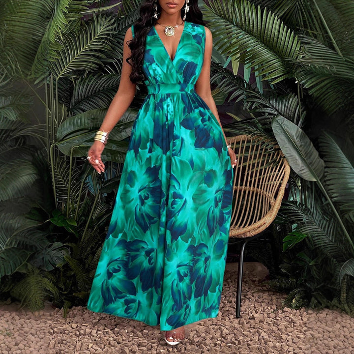 Damen Maxi-Kleid mit elegantem V-Ausschnitt Drune