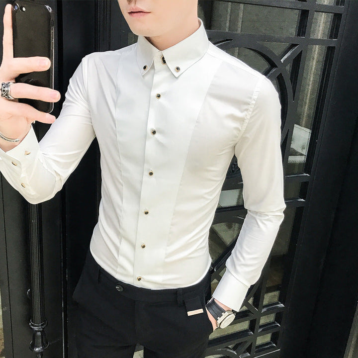 Herren Elegantes Langarmhemd mit feinen Knopfdetails Drune