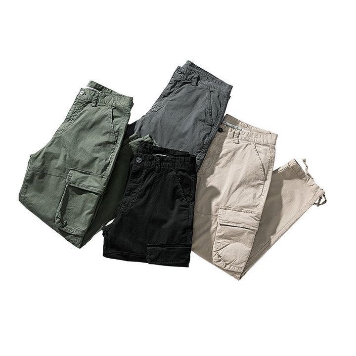 Herren Cargo‑Hose im Utility‑Workwear‑Stil mit großen Klappentaschen, Kniepaneelen und Kordelabschluss Drune