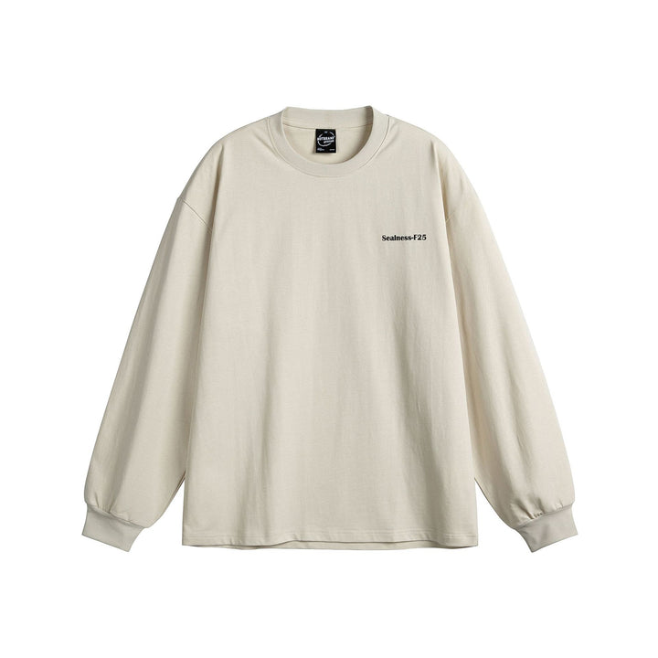 Unisex Oversize-Longsleeve mit dropped shoulder, gerippten Bündchen und minimalistischer Bruststickerei Drune