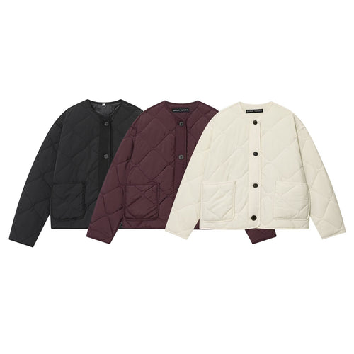 Damen nan gesteppte Cardigan‑Jacke mit Rautenstepp, Rundhals und aufgesetzten Taschen Drune