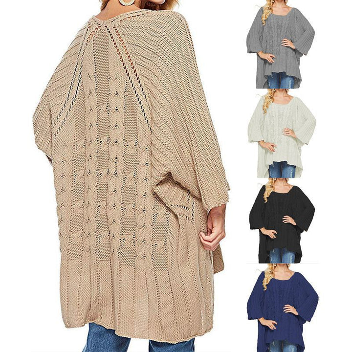 Damen Grobstrick Pullover mit weitem Schnitt und strukturiertem Design Drune
