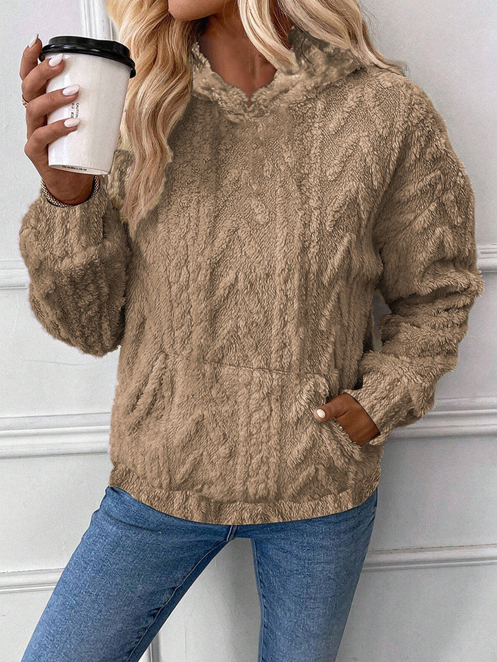 Damen Flauschiger Hoodie mit Kängurutasche Drune