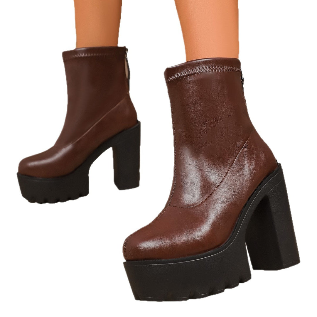 Damen Chunky Blockabsatz Stiefeletten mit zippbarem Design Drune