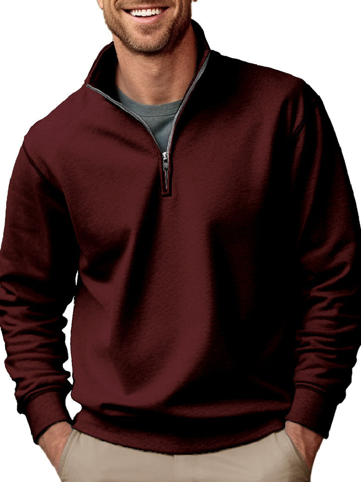 Herren nan Halbzip-Sweatshirt mit Stehkragen und weichem Fleece-Innenfutter Drune