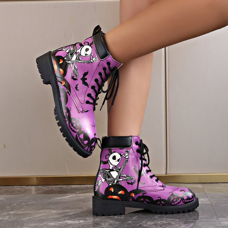 Damen Halloween-Stiefel mit kreativen Motiven und rutschfester Sohle Drune