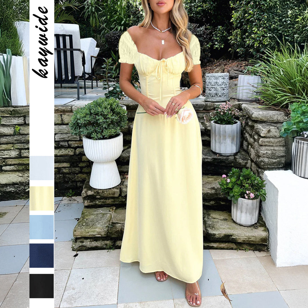 Damen Maxikleid mit schulterfreiem Design und Rüschendetails Drune