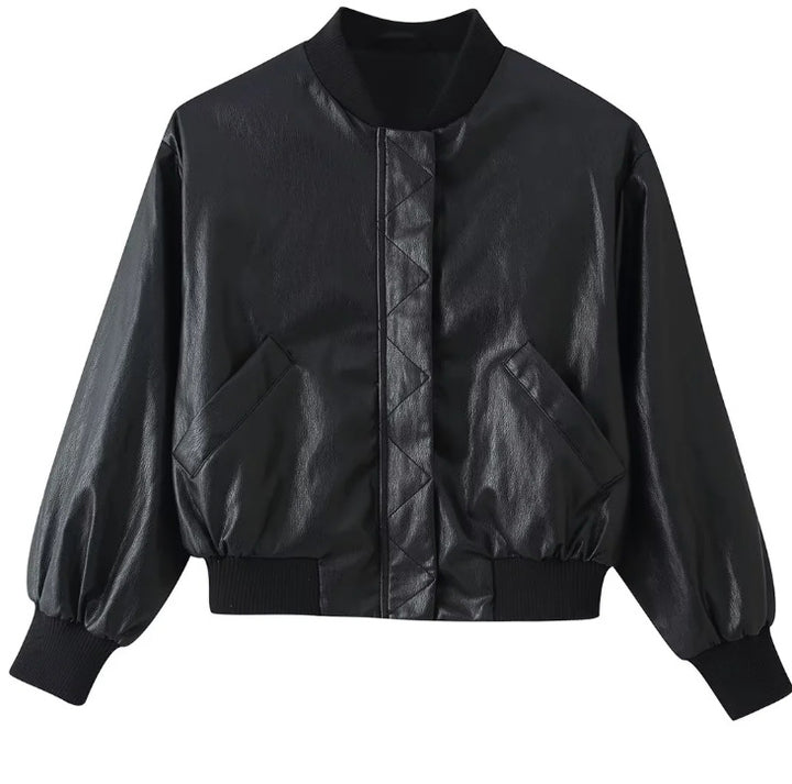 Damen Cropped Blousonjacke aus Webstoff mit Stehkragen, elastischem Saum und feinem Karo‑Design Drune