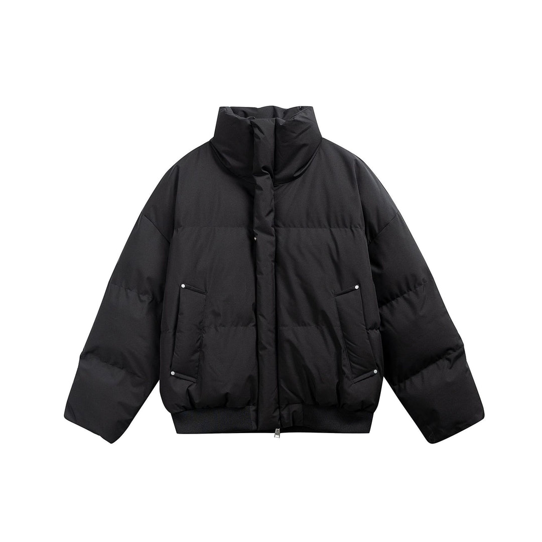 Damen Kurze wattierte Steppjacke im Boxy‑Cut mit hohem Stehkragen und Rippenbund Drune