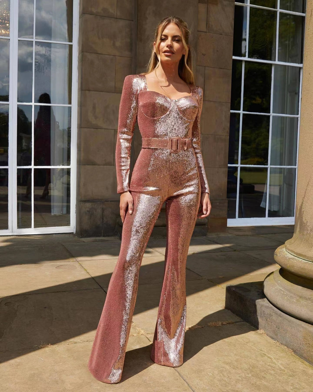 Damen Glamouröses Einteiler-Outfit mit glitzernden Applikationen und taillierter Silhouette Drune