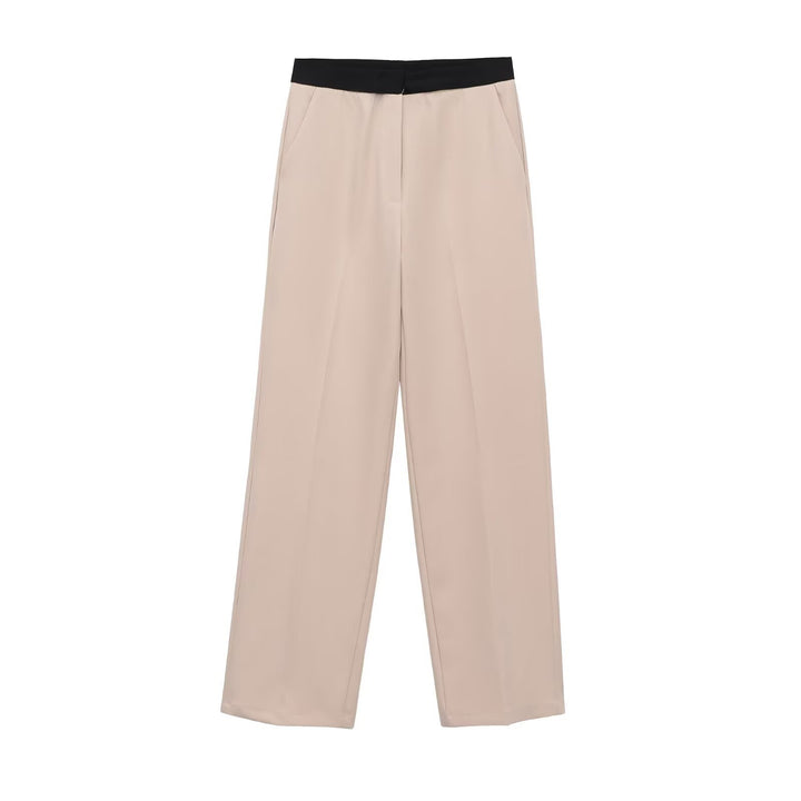 Damen Weite Palazzo-Hose mit elastischem Kontrastbund und Bügelfalten Drune