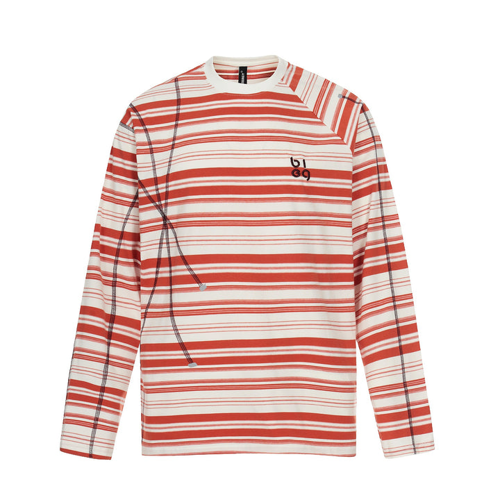 Unisex Gestreiftes Langarmshirt mit kontrastierenden Ziernähten Drune