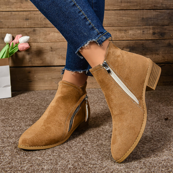Damen Elegante Stiefeletten mit modischem Reißverschluss Drune