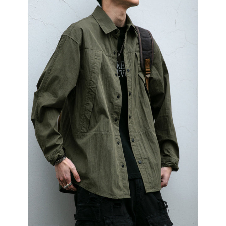 Herren Technisches Field-Overshirt im Utility-Look mit Druckknopfleiste und kastiger Passform Drune