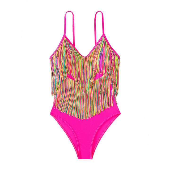 Damen Badeanzug mit buntem Fransen-Design Drune