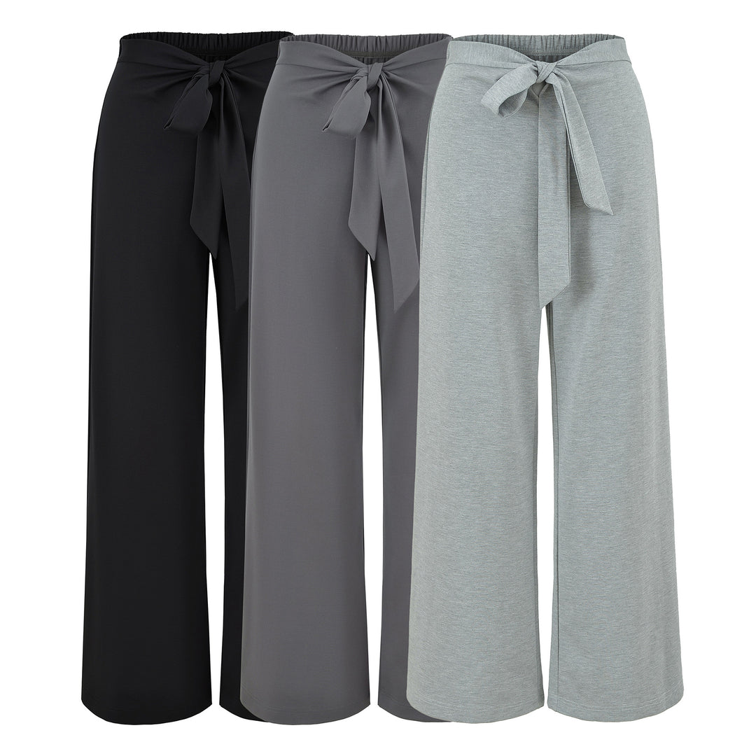 Damen Hochtaillierte Culotte-Hose mit weitem Bein und Bindegürtel Drune