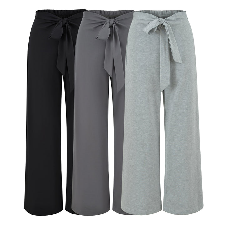 Damen Hochtaillierte Culotte-Hose mit weitem Bein und Bindegürtel Drune