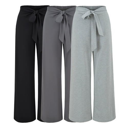 Damen Hochtaillierte Culotte-Hose mit weitem Bein und Bindegürtel Drune