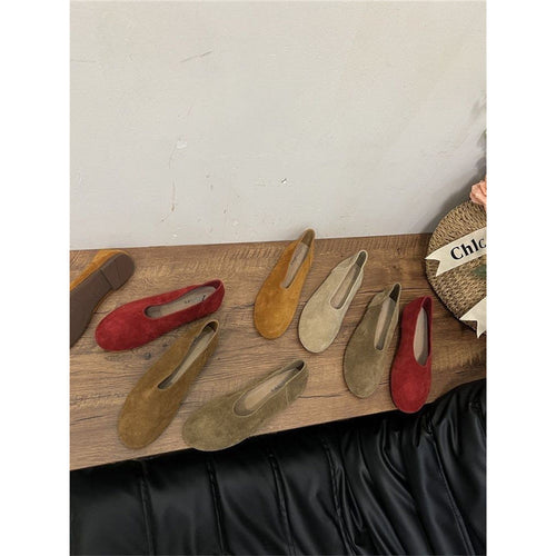 Damen elegante Slipper aus weichem Veloursleder Drune