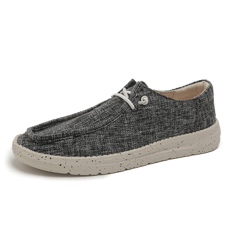 Herren Legerer Canvas-Mokassin-Slipper mit geflochtener Schnürung und gefleckter EVA-Sohle Drune