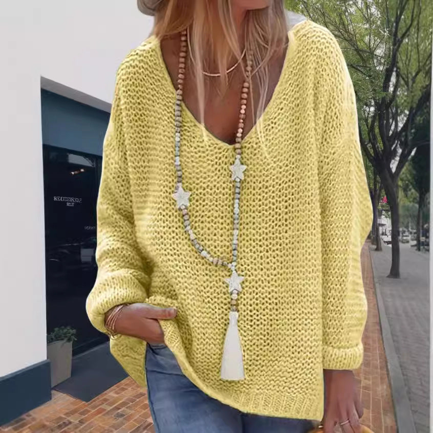 Damen Strickoberteil mit V-Ausschnitt und lässiger Passform Drune