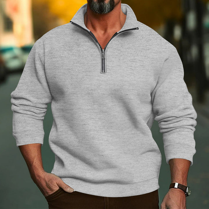 Herren Komfort-Halbzip-Sweatshirt aus French-Terry mit Stehkragen Drune