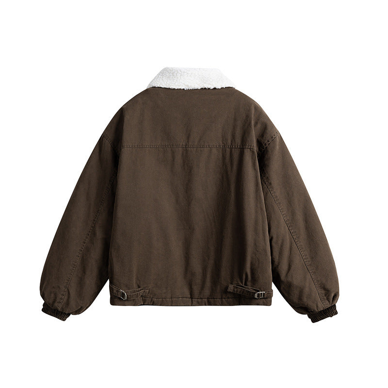 Herren Kurz geschnittener Canvas-Blouson mit Teddykragen und wattierter Thermofütterung Drune