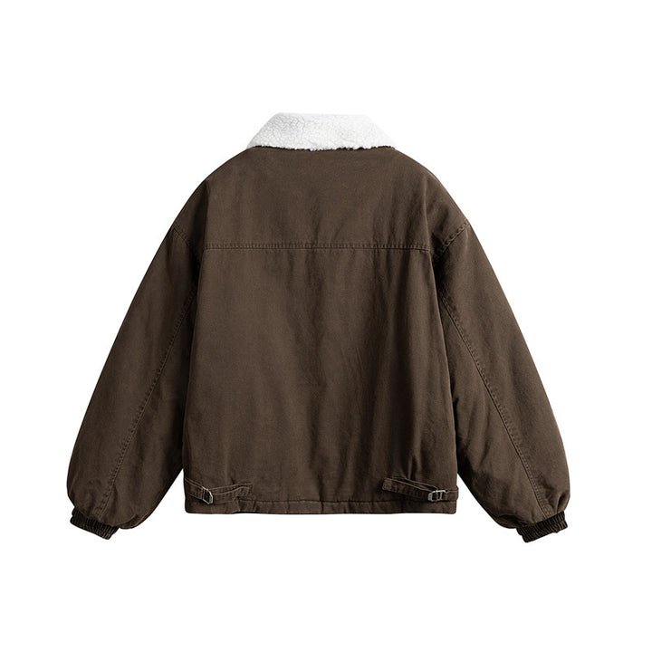 Herren Kurz geschnittener Canvas-Blouson mit Teddykragen und wattierter Thermofütterung Drune
