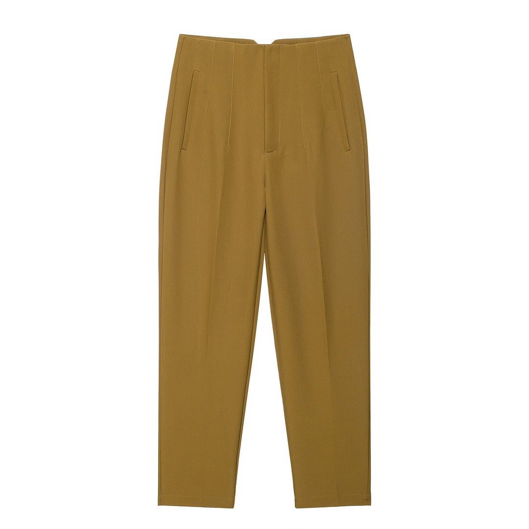 Damen Hochtaillierte tapered Anzughose mit Bügelfalte und Paspeltaschen Drune