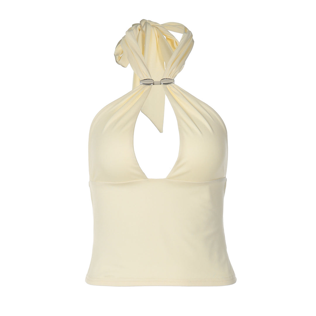 Damen Top mit raffiniertem Halterneck-Design und eleganter Schnalle Drune