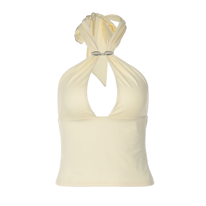 Damen Top mit raffiniertem Halterneck-Design und eleganter Schnalle Drune